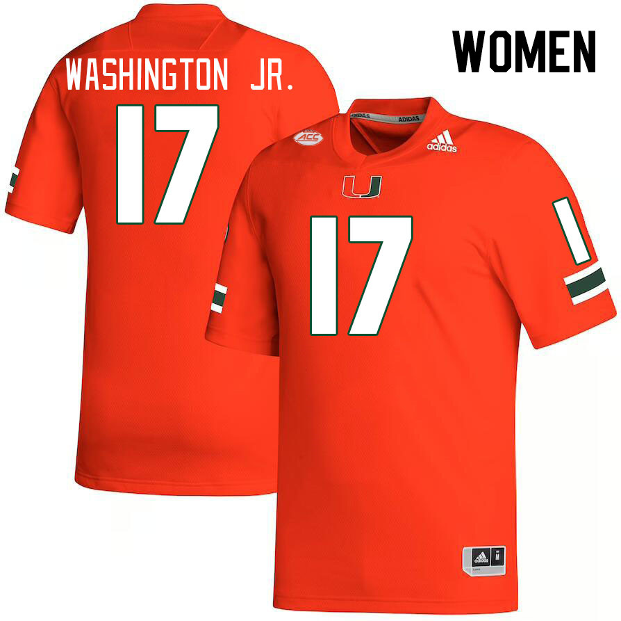 Women #17 Bobby Washington Jr. Miami Hurricanes College Football Jerseys Stitched-Orange - Click Image to Close